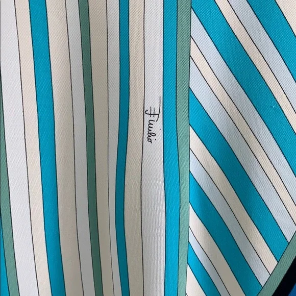 Striped Blue and White Midi Skirt - Picture 2 of 13